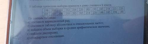 в таблице приведено ввборка роста учащихся 8 класса 198 200 194 212 216 220 182 190 185 218 225 220