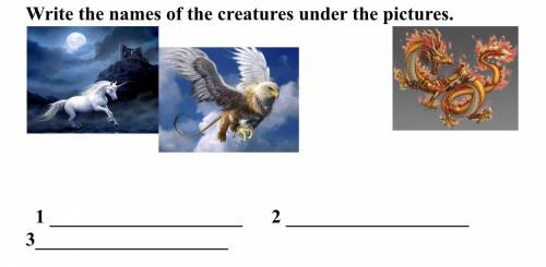 Write the names of the creatures under the pictures