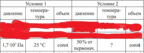 Определить недостающие данные, используя газовые законы