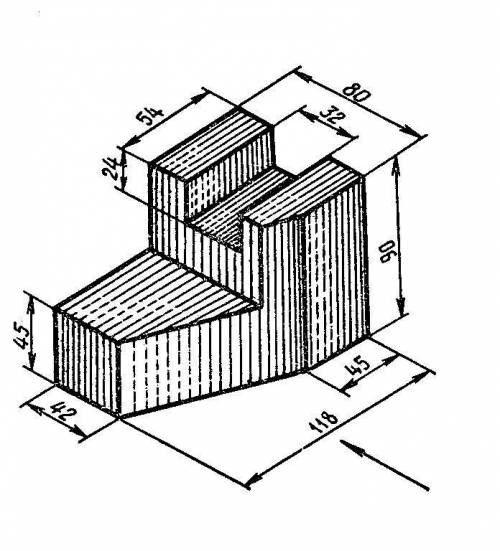 нужна . Нужно начертить чертеж этой 3D модели спереди и слева. ( )