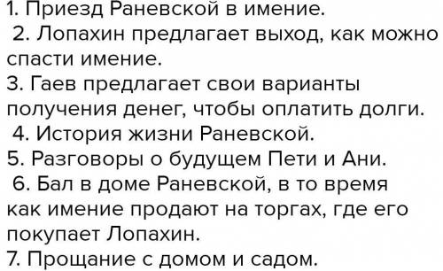 ПО ЛИТЕРАТУРЕ!! План произведение Вишнёвый Сад Чехова:1) 3 темы , настоящего, и будущего, раскрыть