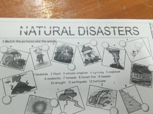 NATURAL DISASTERS 1 Match the pictures and the words. f с b d