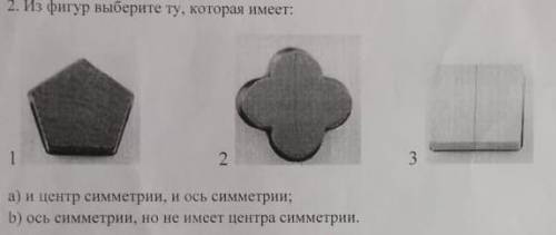 Из фигур выберите ту которая имеет а)и центр симметрии и ось симметрии б)ось симметрии, но не имеет 