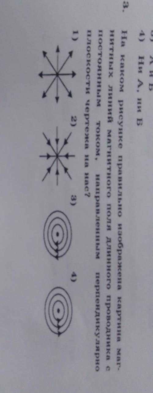 Ни А, ни Б На каком рисунке правильно изображена картина маг- нитных линий магнитного поля длинного 