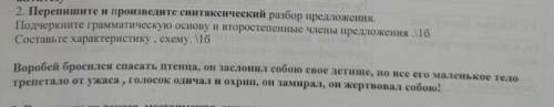 перепешите и произведите синтаксический разбор предложения подчеркните грамматическую основу и второ