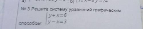 {y+x=6 {y-x=3 решить систему уравнений графическим