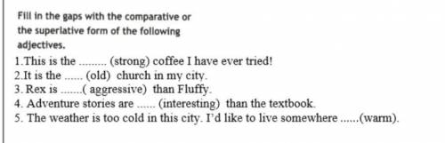 Fill in the gaps with the comparative or the superlative form of the following