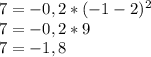 7 = -0,2*(-1 - 2)^2\\7 = -0,2*9\\7 = -1,8