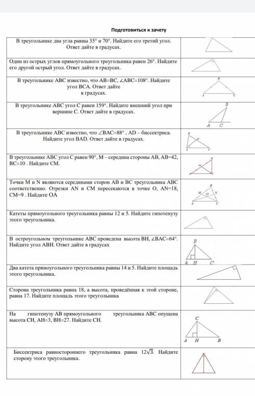Треугольники домашнее задание .