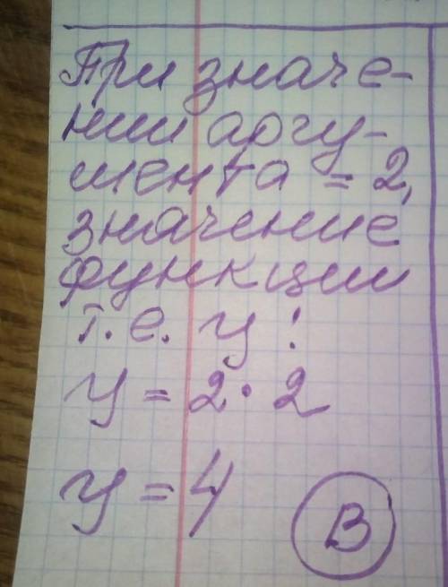 Якщо значення аргументу дорівнює 2 то значення функції y=2x дорівнює а) -4 б)1 в)4 г)-2