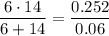 \dfrac{6\cdot 14}{6+14} = \dfrac{0.252}{0.06}