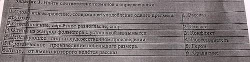 1. Рассказ Задание 3. Найти соответствие терминов с определениями 1.Словд или выражение, содержащее 