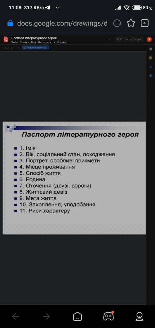 Складіть анкету головної літературної героїні за поданим планом