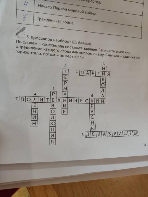 Кроссворд наоборот По словам в кроссворде составьте задания. Запишите значение, определение каждого 