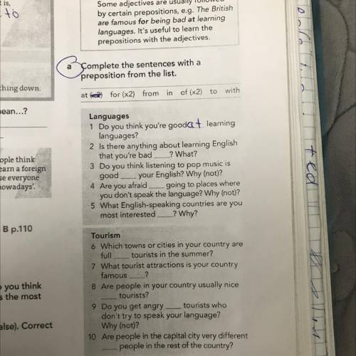 Complete the sentences with a preposition from the list. n. at (x2) for (x2) from in of (x2) to with