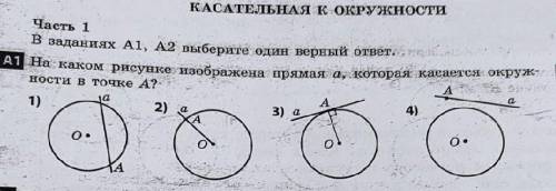 В заданиях А1, А2 выберите один верный ответ., Тел. А1 На каком рисунке изображена прямая а, которая