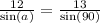 \frac{12}{ \sin(a) } = \frac{13}{ \sin(90) }