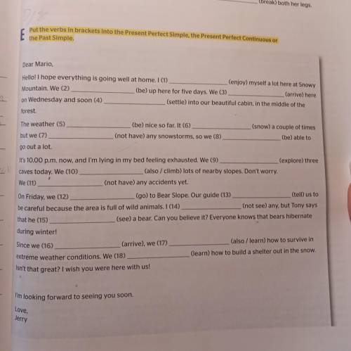 Put the verbs in brackets into the present perfect simple, the present perfect continuous or the pas