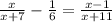 \frac{x}{x+7}-\frac{1}{6}=\frac{x-1}{x+11}