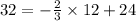 32 = - \frac{2}{3} \times 12 + 24