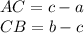 AC=c-a\\CB=b-c