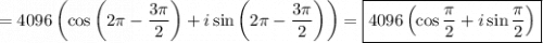 =4096 \left(\cos\left(2\pi -\dfrac{3\pi }{2}\right) +i\sin\left(2\pi - \dfrac{3\pi }{2}\right)\right)=\boxed{4096 \left(\cos\dfrac{\pi }{2}+i\sin\dfrac{\pi }{2}\right)}