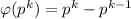 \varphi(p^k)=p^k-p^{k-1}