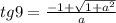 tg9=\frac{-1+\sqrt{1+a^2}}{a}