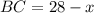 BC = 28 - x