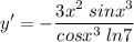 \displaystyle y'=-\frac{3x^2\;sinx^3}{cosx^3\;ln7}