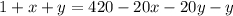 1+x+y=420-20x-20y-y