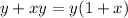 y+xy=y(1+x)