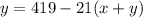 y=419-21(x+y)