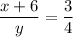 \dfrac{x+6}{y}=\dfrac{3}{4}