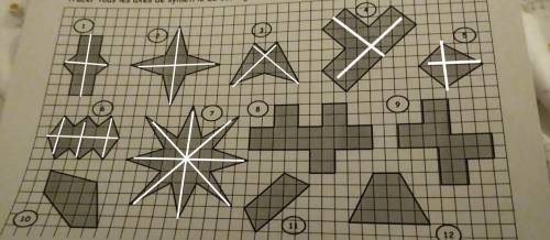 10 Exercice 12: Tracer tous les axes de symétrie de ces figures (s'il y en a). (проведите все линии