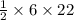 \frac{1}{2} \times 6 \times 22