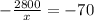 - \frac{2800}{x} = - 70