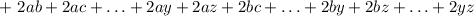 +\ 2ab+2ac+\ldots+2ay+2az+2bc+\ldots+2by+2bz+\ldots+2yz