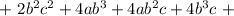 +\ 2b^2c^2+4ab^3+4ab^2c+4b^3c\ +