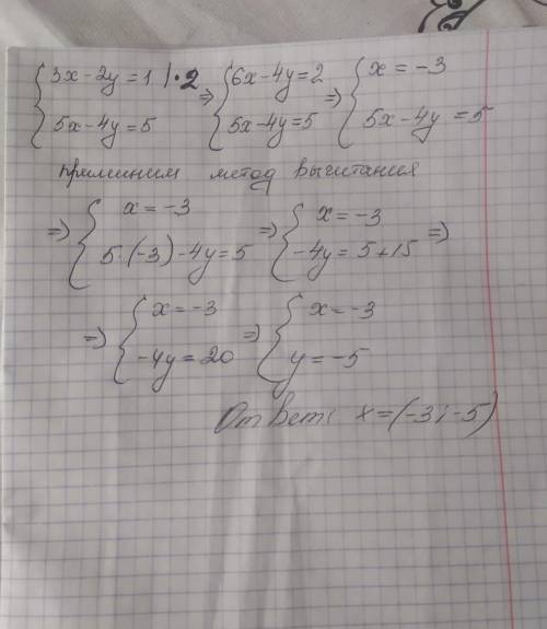 ЗДРАВСТВУЙТЕ С УРАВНЕНИЕМ!! ЖЕЛАТЕЛЬНО В ПИСЬМЕННОМ ВИДЕ! ОТВЕТ ДОЛЖЕН БЫТЬ:(-3;-5)